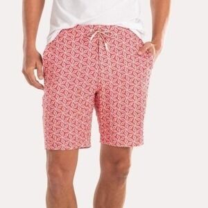 Johnnie‎ O Mens Red Geometric Print Swim Trunks Shorts XL